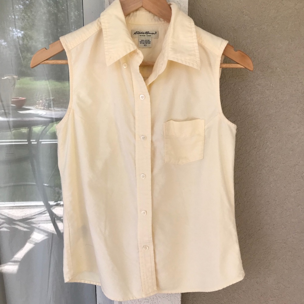 Eddie Bauer Sleeveless Yellow Collard Shirt
